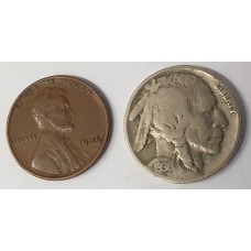 UNITED STATES OF AMERICA 1936 . ONE 1 and FIVE 5 CENT COINS . NO MINT MARKS